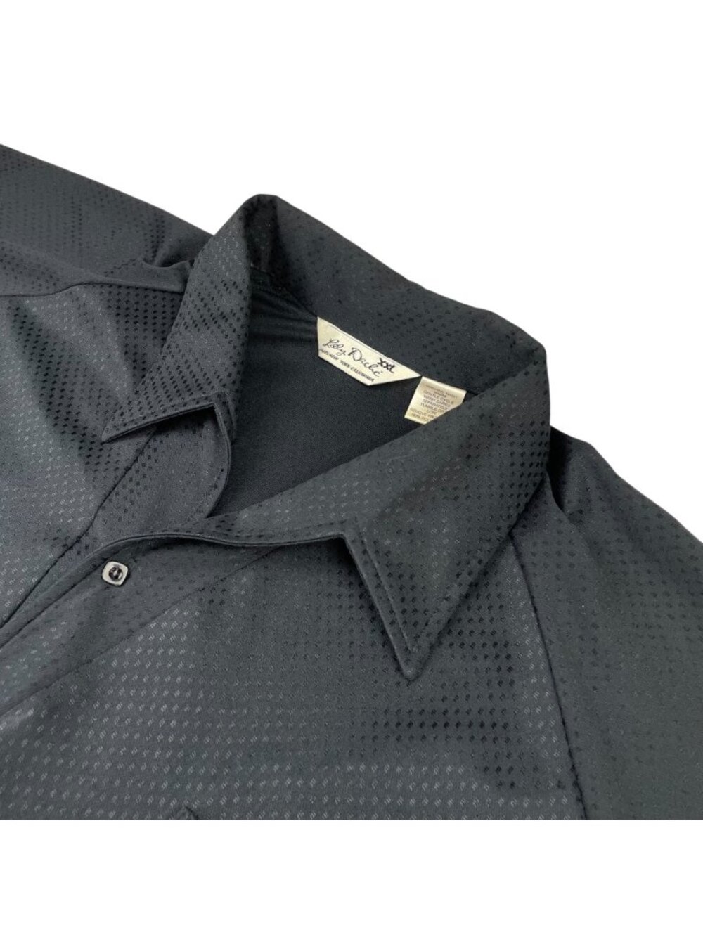 VTG 70's Lilly Dache Men's 100% Polyester S/S Disco Club Polo Shirt Black • 2XL